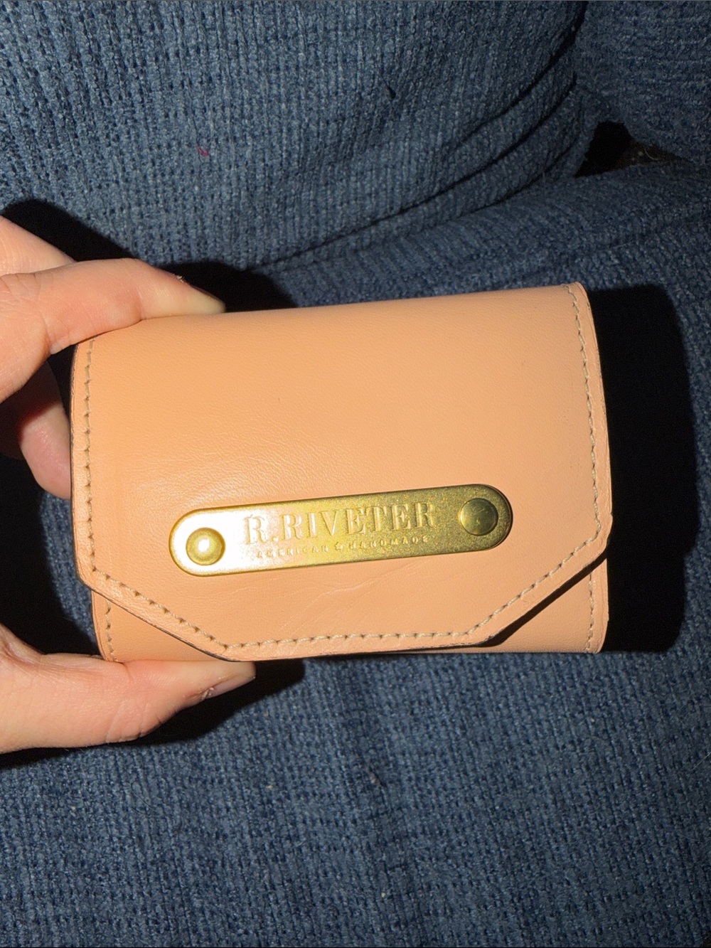 R. Riveter Blush Pink Leather Card Wallet - Picture 1 of 3